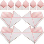 HEALEEP Envelope Shape Flower Packing Box Paper Case, 10pcs White with Pink Stripe Floral Wrapping Container for Bouquet Presentation and Candy Storage