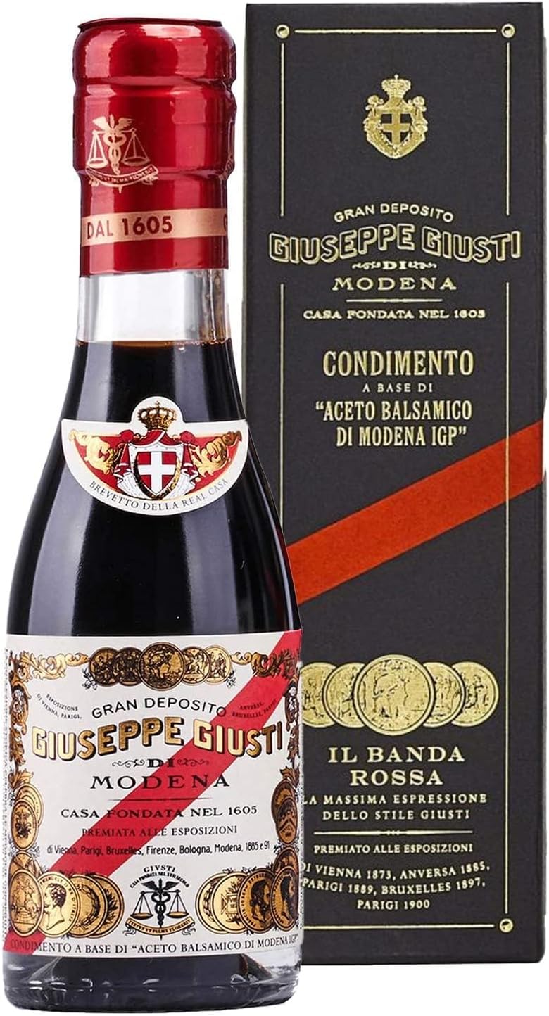 Giusti Balsamic Vinegar of Modena IGP – 5 Gold Medals Italian Aceto Balsamico di Modena in a Gift Box, Thick, Rich & Balanced Gourmet Condiment for Salads & Finishing Touches – 3.38 fl oz (100 ml)