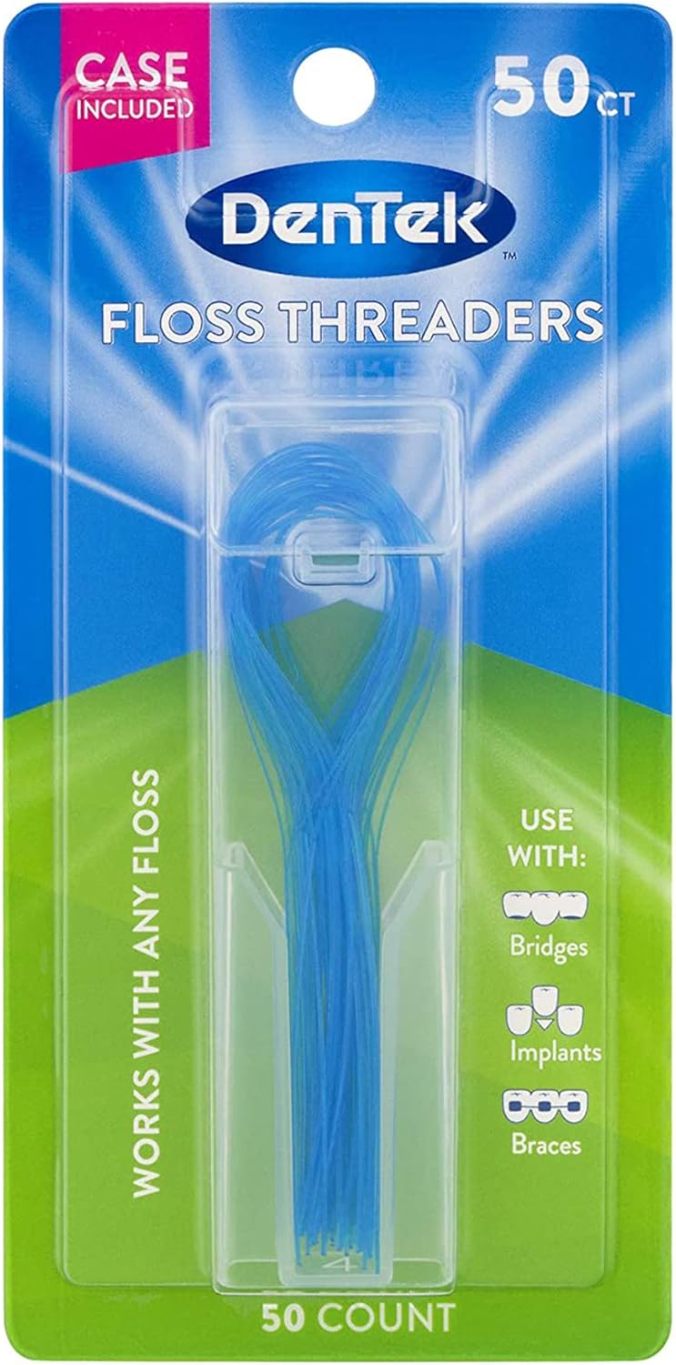 DenTek Floss Threaders for Braces, Bridges & Dental Implants, 50 Count