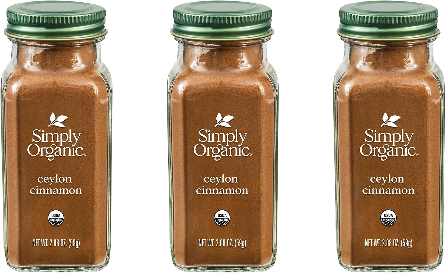 Simply Organic Ceylon Ground Cinnamon, 2.08 Ounce 3 Pack, Non-GMO Organic Cinnamon Powder, Vegan