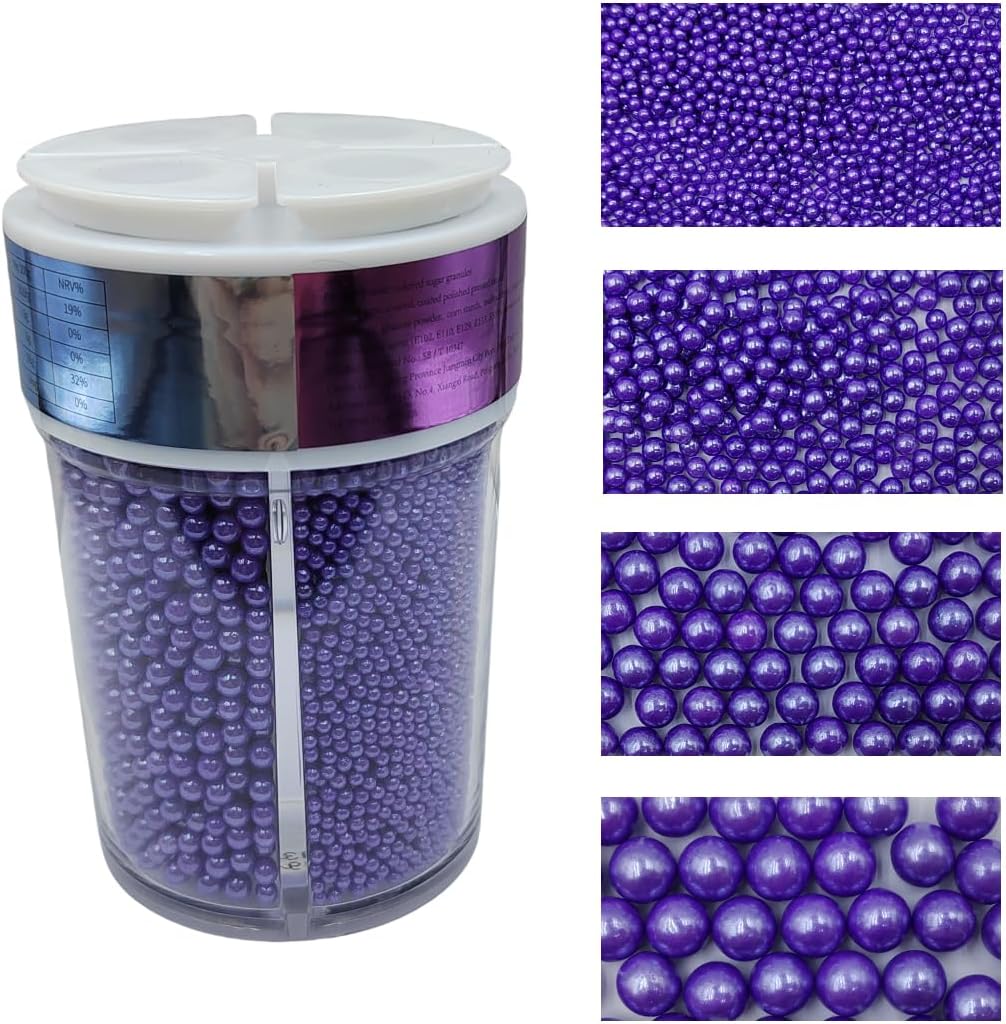 EPHVODI Sprinkles for Cake Decorating, Purple Pearl Sugar Sprinkles for Cupcake Toppers Wedding Party Halloween Christmas Supplies, 4 Sizes Sprinkle Mix