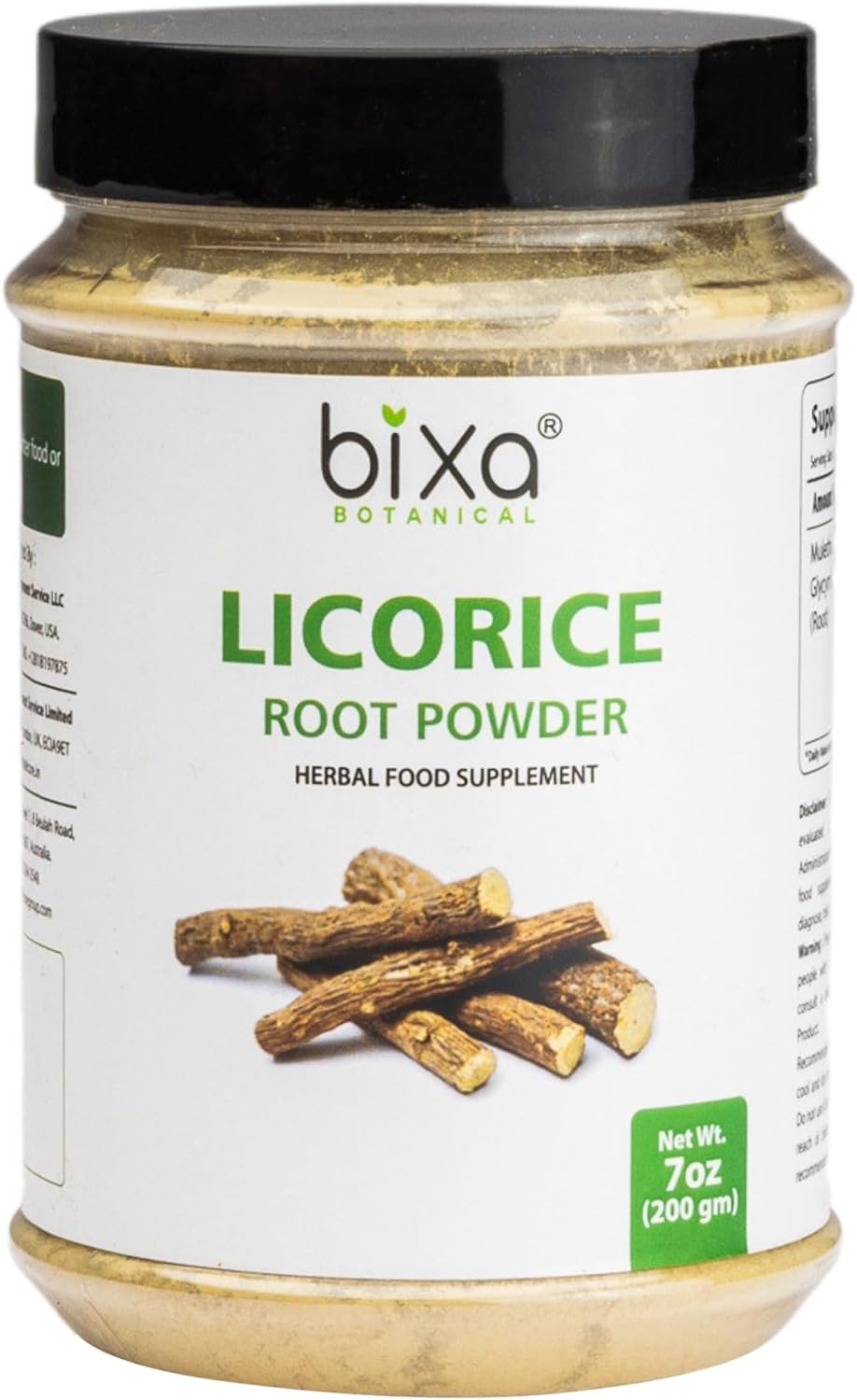 bixa BOTANICAL Licorice Root Powder | 200 Grams / 7 OZ | Ayurvedic Herbal Supplement | Gluten Free, Non-GMO, Steam Treated, Vegan, 100% Pure.