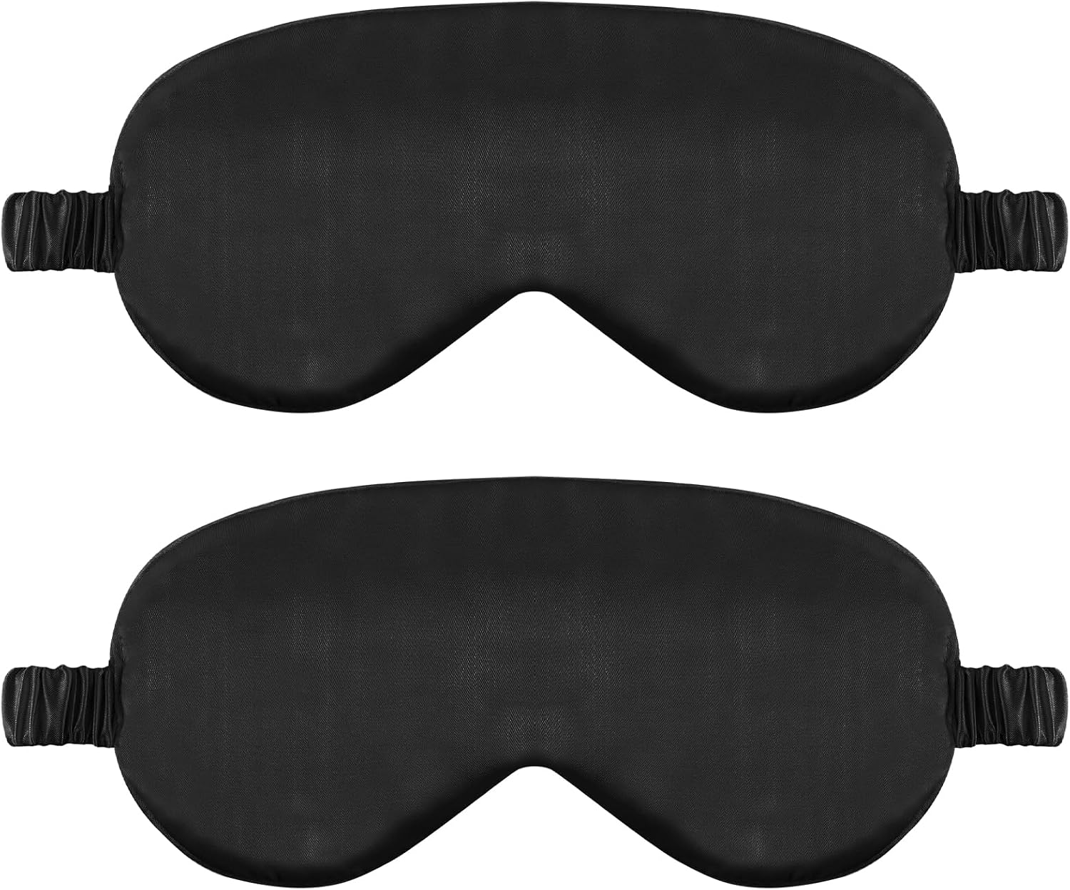 2 Pack Sleep Mask Silk Eye Mask Cover for Sleeping, Soft Satin Blindfold with Elastic Strap, Comfortable Night Sleeping Mask for Women Men (Black)