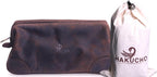 Leather Toiletry Bag – Where Elegance Meets Everyday Utility, Grooming Travel Pouch, Shaving Kit Toiletries, Leather Makeup Bag with Water resistant Lining, Men & Women (DARK BROWN)