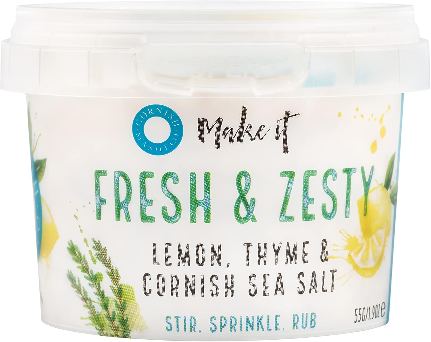 -Cornish Lemon & Thyme Sea Salt Tub 55g by Cornish Sea Salt Co