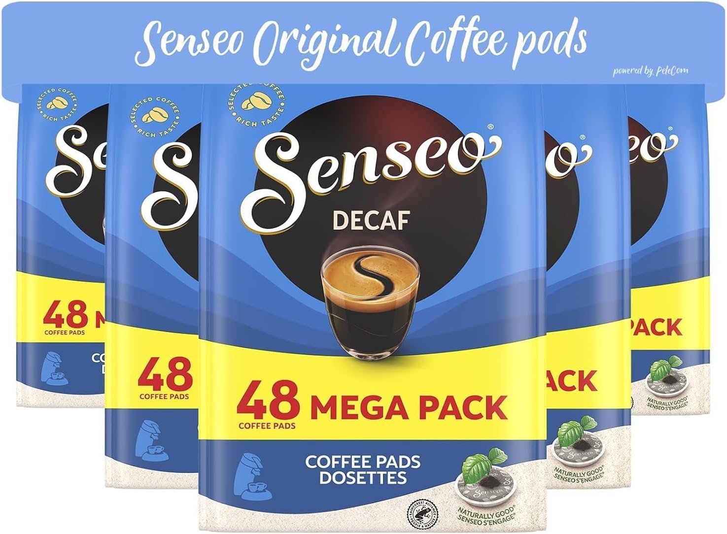 Senseo Decaf Medium Roast Coffee Pods – 240 Count (5 Packs) – Smooth & Balanced Flavor with Rich Crema – Single-Serve Compostable Coffee Pads Compatible with Senseo & PeleCom Machines