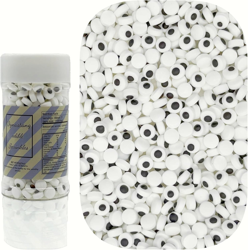 Dynastang 7mm Mini Eyes Sprinkles Halloween Edible Eyes Cake Decoration Cupcake Toppers Cookie Decorating Perfect for Cakes, Cupcakes, Desserts Toppings 3OZ
