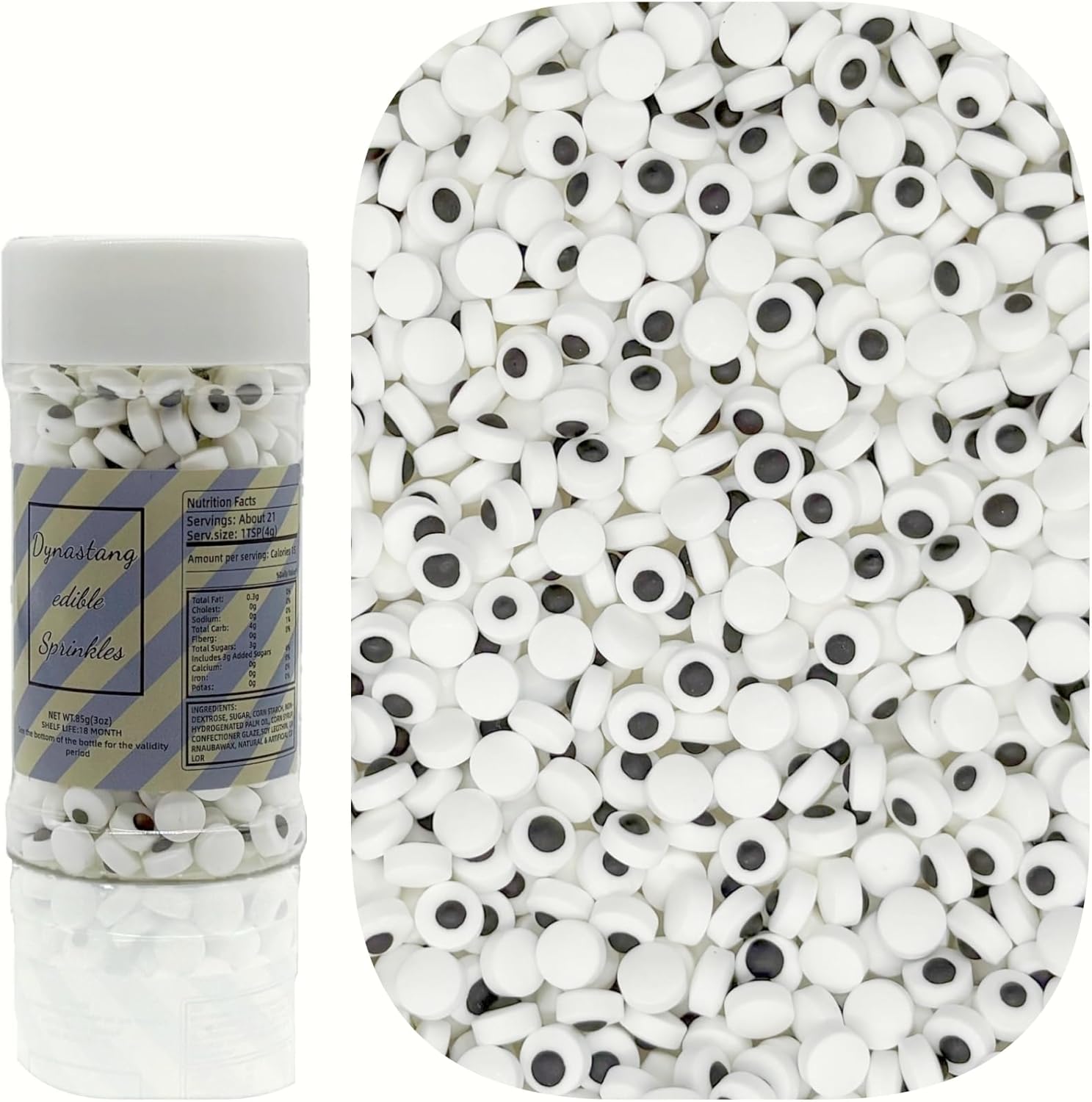Dynastang 7mm Mini Eyes Sprinkles Halloween Edible Eyes Cake Decoration Cupcake Toppers Cookie Decorating Perfect for Cakes, Cupcakes, Desserts Toppings 3OZ