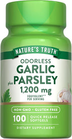 Nature's Truth Odorless Garlic and Parsley | 100 Softgels | Non-GMO & Gluten Free Extract Supplement