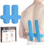 PreCut Kinesiology Tape for Lower Back, 12PCS Kinesiology Tape Precut for Lower Back, KTQUICK Original Cotton Waterproof & Breathable Latex-Free, Enhance Elastic Athletic Tape for Support Muscle(Blue)