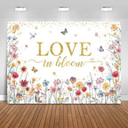 Love in Bloom Backdrop 7x5ft Wildflower Bridal Shower Party Decorations Background Engagement Wedding Shower Banner Photo Booth Props