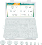 130PCS Silicone Rubber Grommets for Wiring, White Top Hat Rubber Grommet Assortment Kit, 9 Sizes Round Hole Rubber Wire Grommets for Automotive, Vinyl Tubing in Hydroponic and Irrigation Systems