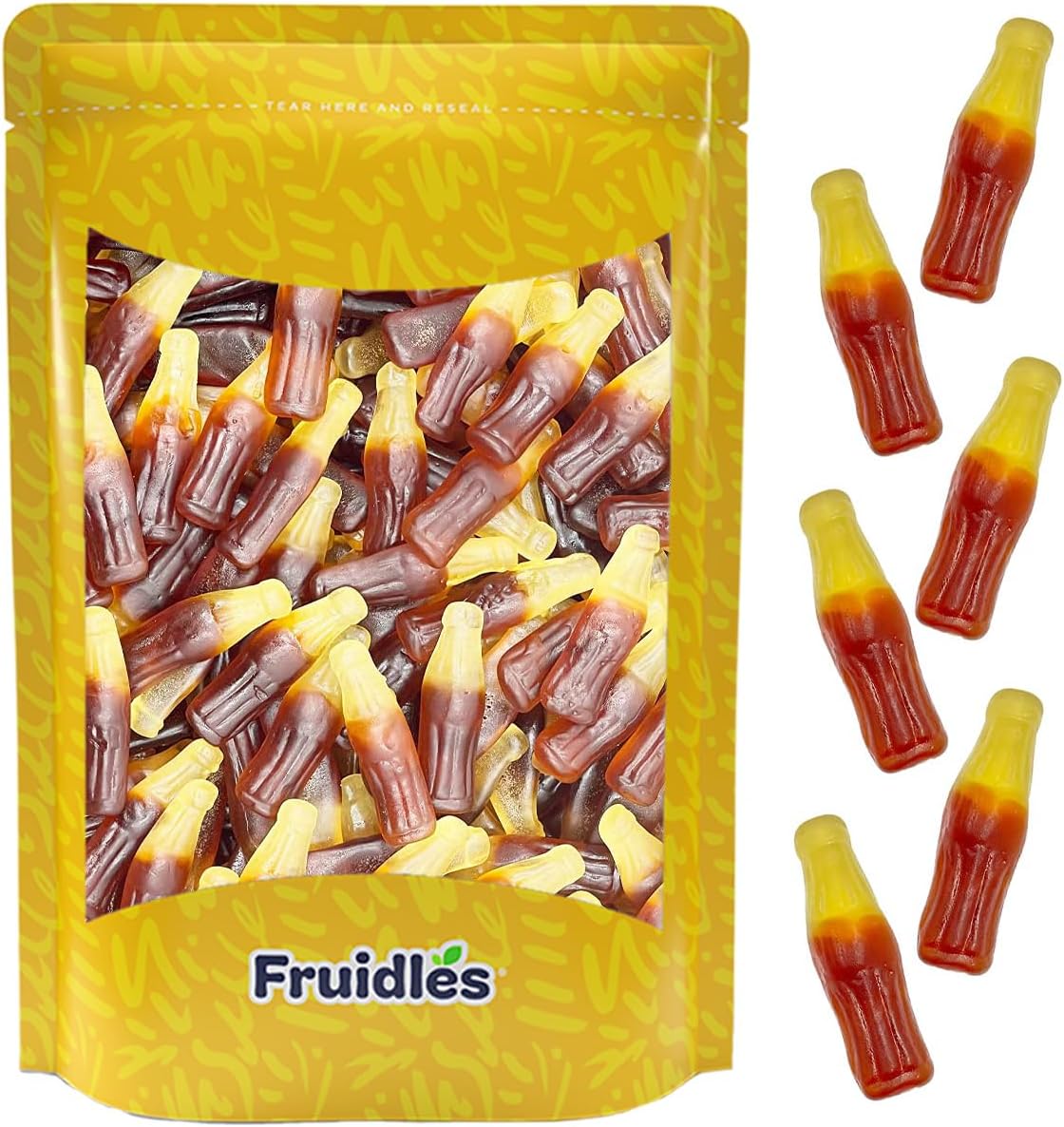 Fruidles Soda Bottles Gummi Cola Candy, Delicious Multicolor Fruit Flavors, Party Candy (Half-Pound)