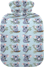 Koala with Leaves Hot Cold Water Bottle with Fleece Cover PVC Hot Water Bag 1 Liter