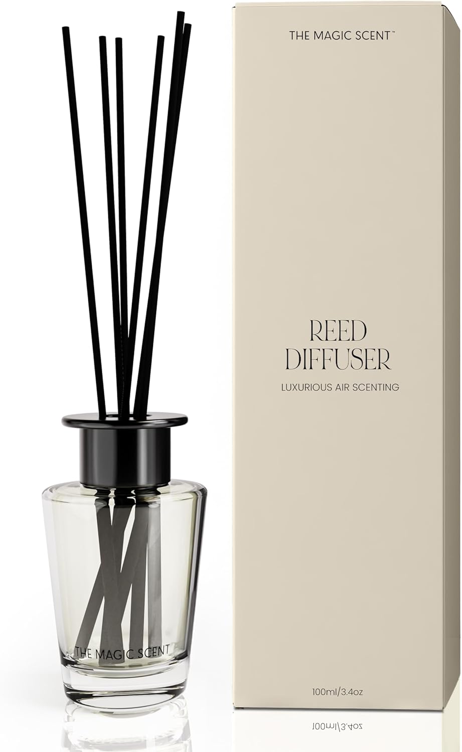 The Magic Scent Baccara Reed Diffuser for Home - Luxury Scent Diffuser with Premium Fiber Reeds for Lasting Gentle Dispersal - Natural, Toxin-Free Aroma Inspired by Baccarat Rouge