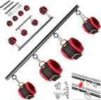BDSM Bondage Restraints with Handcuffs Ankle Cuffs for Couples Spreader Bar Sex Toys Bondage Gear & Accessories Adjustable Bondage Kit Adult Sex Toys & Games (Red)