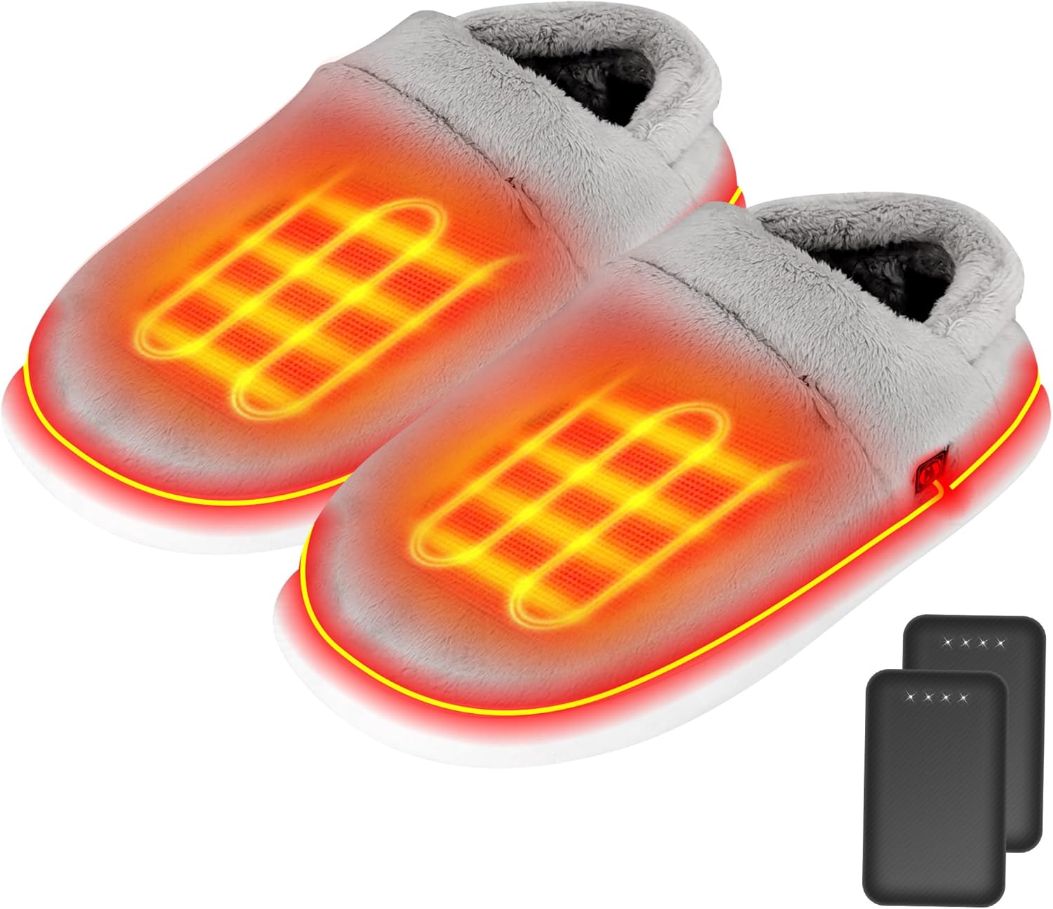 Heated Slippers - Foot Warmer for Men & Women, Electric Heating Slippers, Upgraded 4000mAh Battery Pack