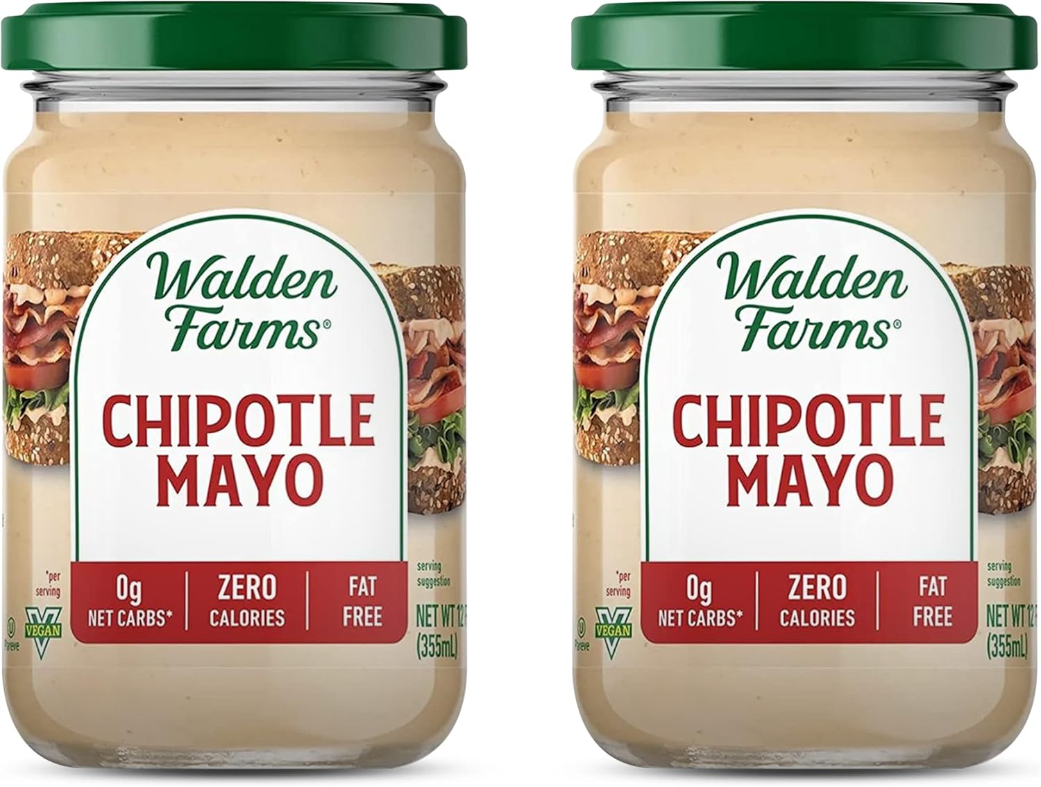 Walden Farms Chipotle Mayo – Zero Calorie, Sugar Free, Keto & Fat Free Spicy Vegan Mayonnaise Alternative for Sandwiches, Wraps & Dips – 12 oz Jar