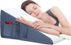 Welzona 12inch Wedge Pillow for Sleep, Updated Bed Wedge, Acid Reflux, Heartburn, GERD, Neck Pain, Cooling Memory Foam Top, Removable Washable Cover Incline Wedge Pillow for Improved Sleep