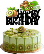 Birthday Cake Topper Kiwifruit Decorations Fruit Party Decoration Glitter Sweet Fruit Kiwi Cake Topper Kids Tropical Hawaiian Themed Baby Shower Party Supplies