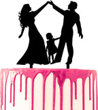 CARISPIBET Cake topper couple dancing with daughter wedding engagement anniversary cake decorative