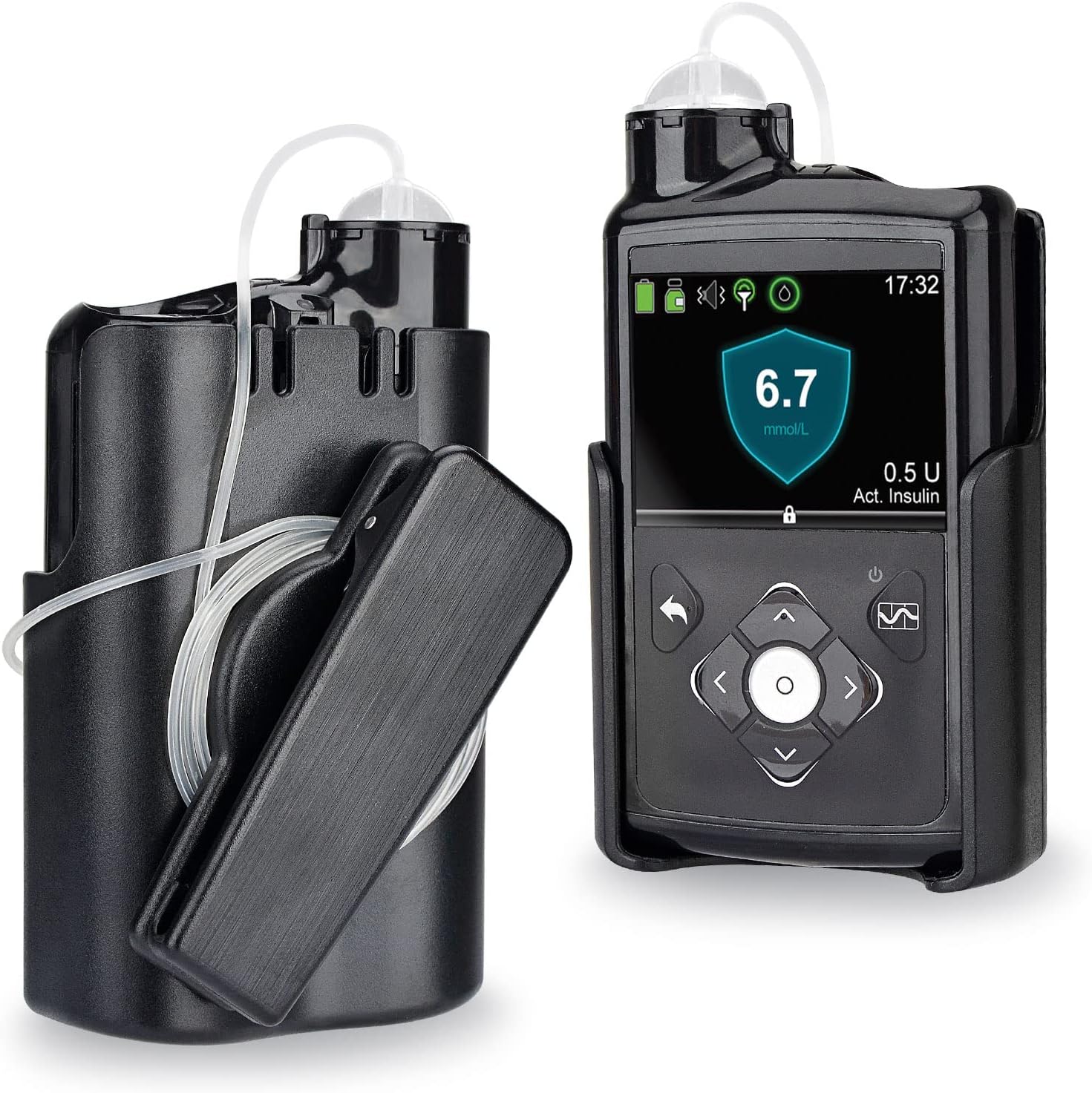 Insulin Pump Holder 360° Rotatable, Insulin Pump Case with Clip for Medtronic MiniMed 630G 640G 670G 770G, Sturdy and Durable Clip (Black)