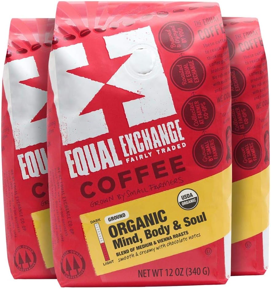 Equal Exchange Organic Ground Coffee, Mind Body Soul Drip, 12 Ounce (Pack of 3)