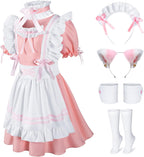 Girls French Maid Costume Maid Apron Fancy Dress Halloween Outfit Cosplay Costume Accessories Set