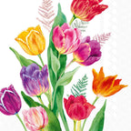 IHR Ideal Home Range Party Napkins Disposable 3-Ply Paper Lunch Napkin Pack, 6.5" x 6.5", Bright Tulips, 20-Count