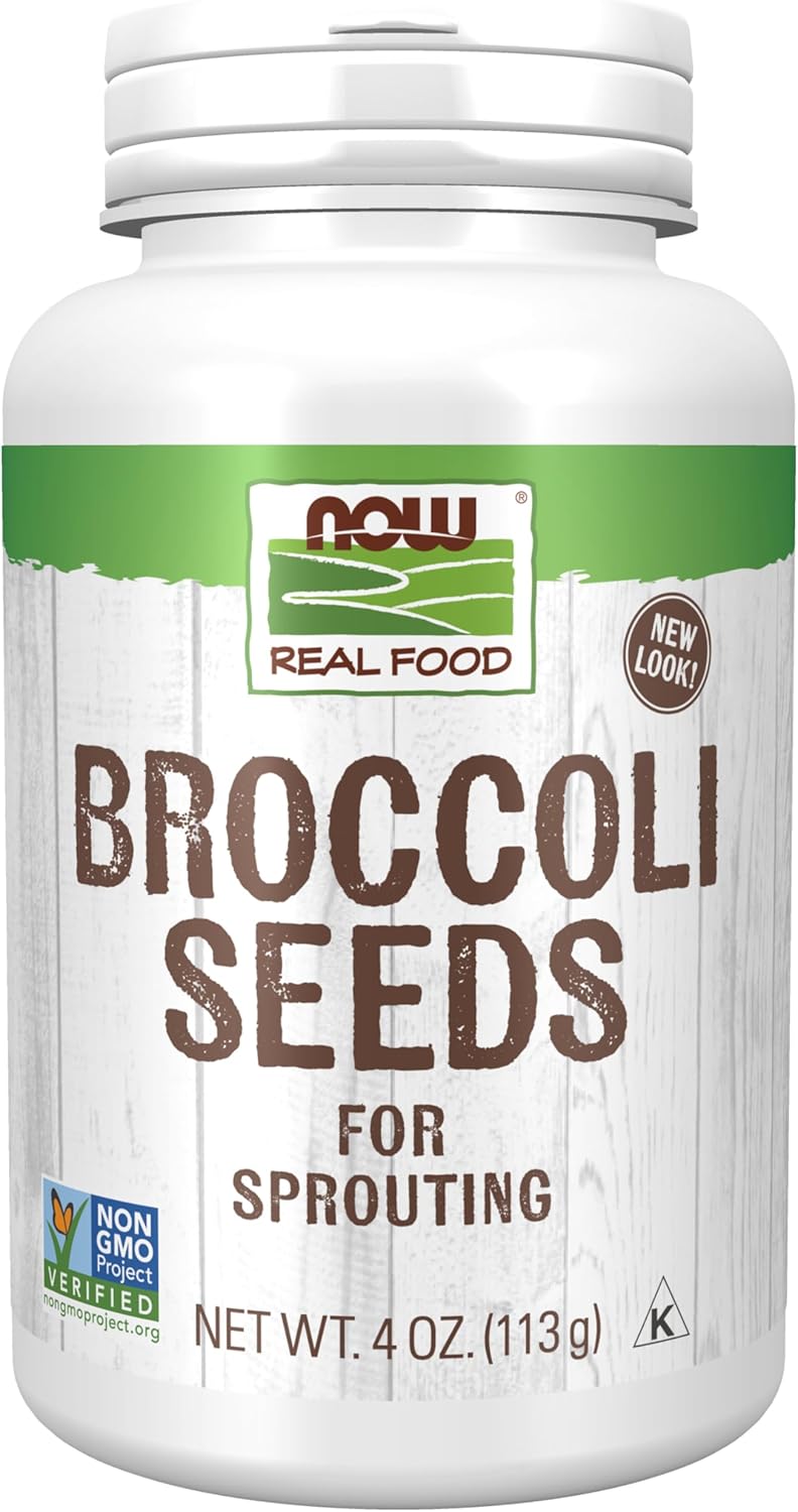 NOW Foods, Broccoli Seeds For Sprouting, Non-GMO Project Verified, 4 Ounces