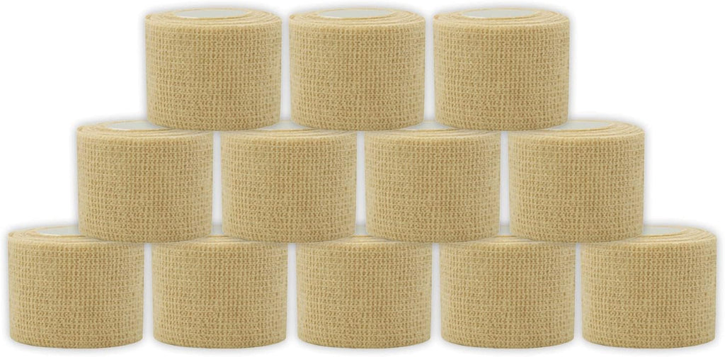 Self Adherent Cohesive Wrap Bandages Bundle Pack, 4-in Wide 5 yds Self Adhesive Non Woven Bandage Rolls, Brown Athletic Tape for Wrist & Hand, Premium-Grade Medical Stretch Wrap, Ankle Tape (8 Pack)