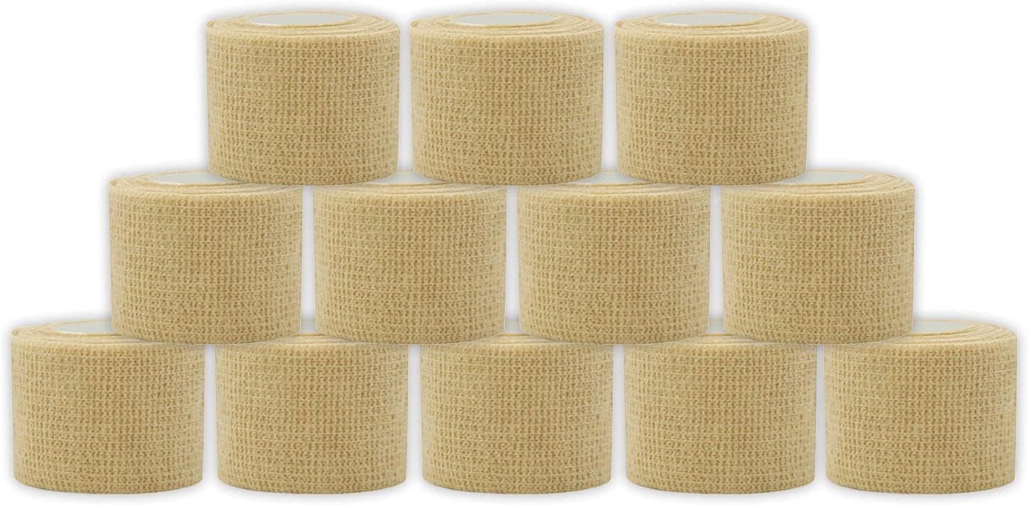 Self Adherent Cohesive Wrap Bandages Bundle Pack, 4-in Wide 5 yds Self Adhesive Non Woven Bandage Rolls, Brown Athletic Tape for Wrist & Hand, Premium-Grade Medical Stretch Wrap, Ankle Tape (8 Pack)