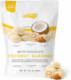 Snackathon Coconut White Chocolate Covered Almonds, 17.6 oz Resealable Bag, Whole Roasted Almonds Coated in Creamy White Chocolate and Toasted Coconut, Crunchy Tropical Nut Snack, Made in USA