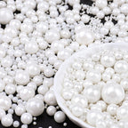 White Pearl Sprinkles for Cake Decorating, 6 Sizes Mix 4.6 oz Edible Pearls Sugar Sprinkles for Baking Cupcake Cookies