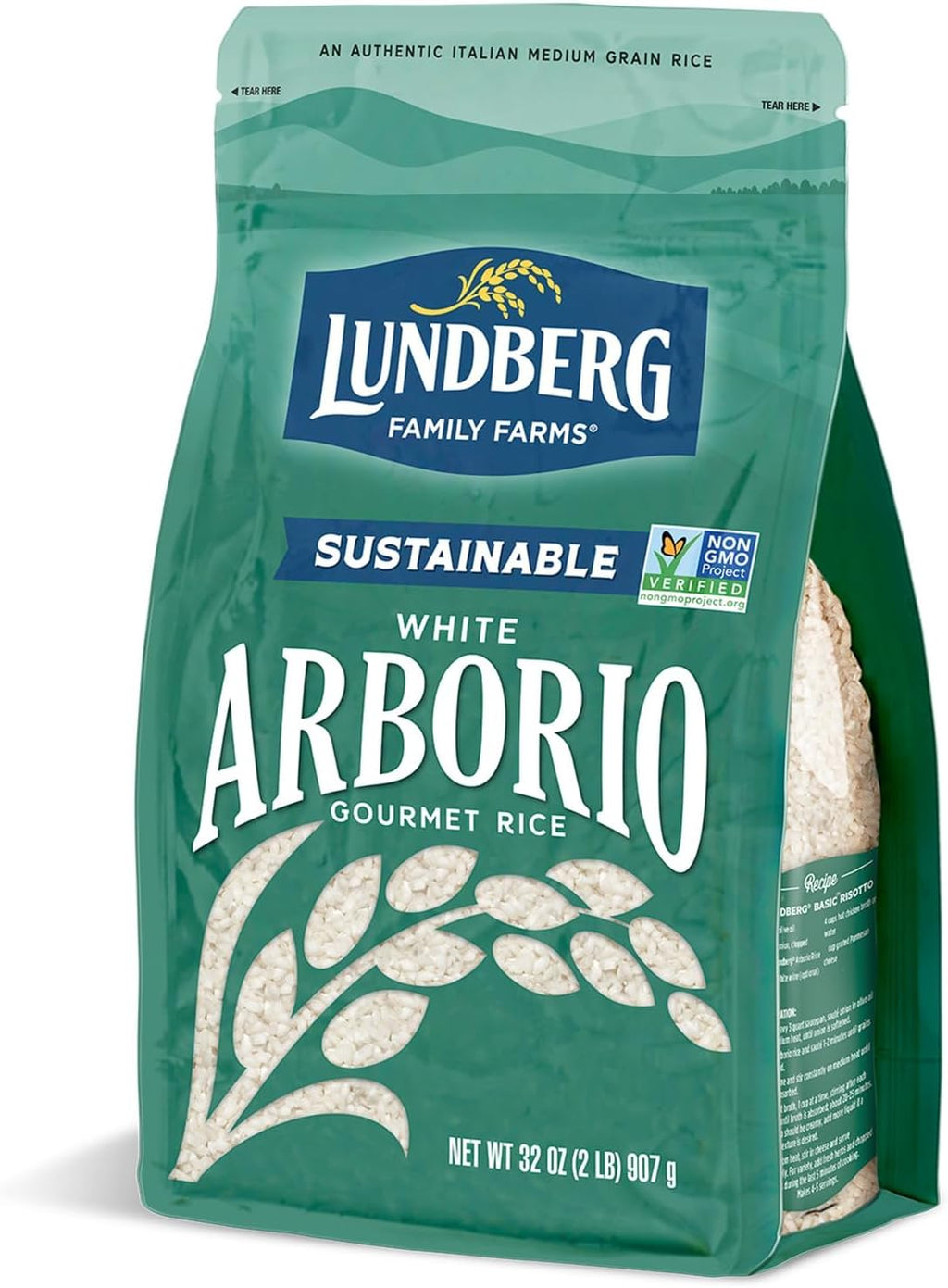 Lundberg White Arborio Rice - Short-Grain White Rice, Creamy Texture for Making Risotto, Rice Pudding, Healthy Food Recipes, Vegan Food, Gluten-Free Rice Grown in California, 32 Oz