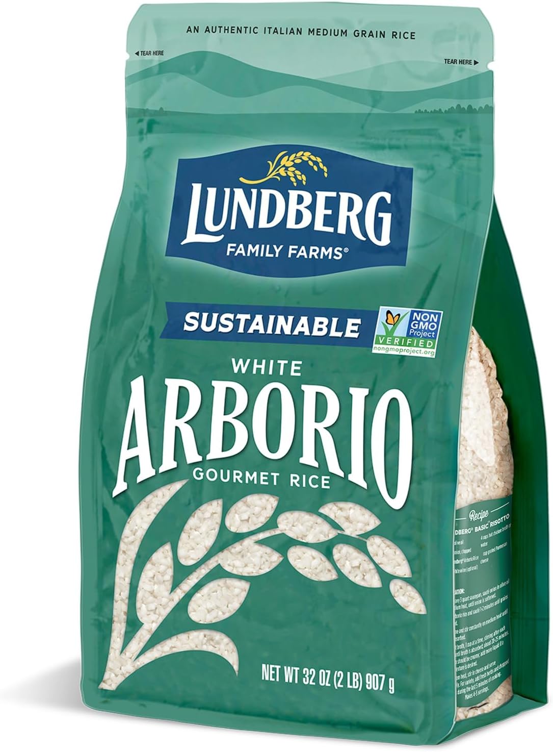 Lundberg White Arborio Rice - Short-Grain White Rice, Creamy Texture for Making Risotto, Rice Pudding, Healthy Food Recipes, Vegan Food, Gluten-Free Rice Grown in California, 32 Oz