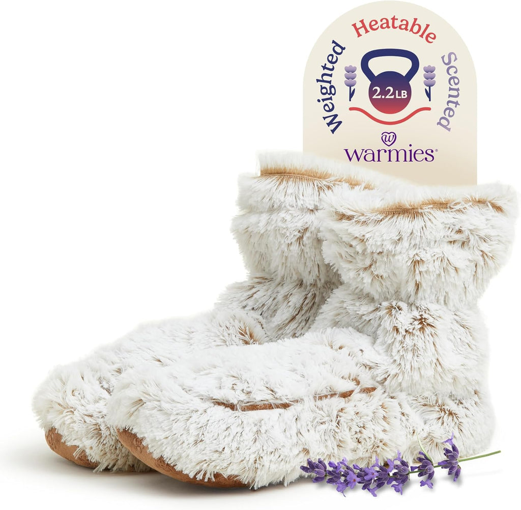 warmies Microwaveable House Slipper Boots for Women - Womens Shoe Sizes 6-10 - Comfy, Soft & Fuzzy Indoor Bootie Slipper with Backs & Memory Foam Soles - Cozy Warm Slip On Boots
