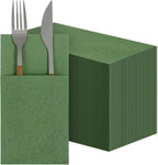 COMNICO 60 Pcs Green Napkins Disposable Linen-Feel Paper Napkins Bulk Pocket Linen Napkin Prefolded Cloth Hand Towel for Party Decoration Wedding Birthday Bridal Party