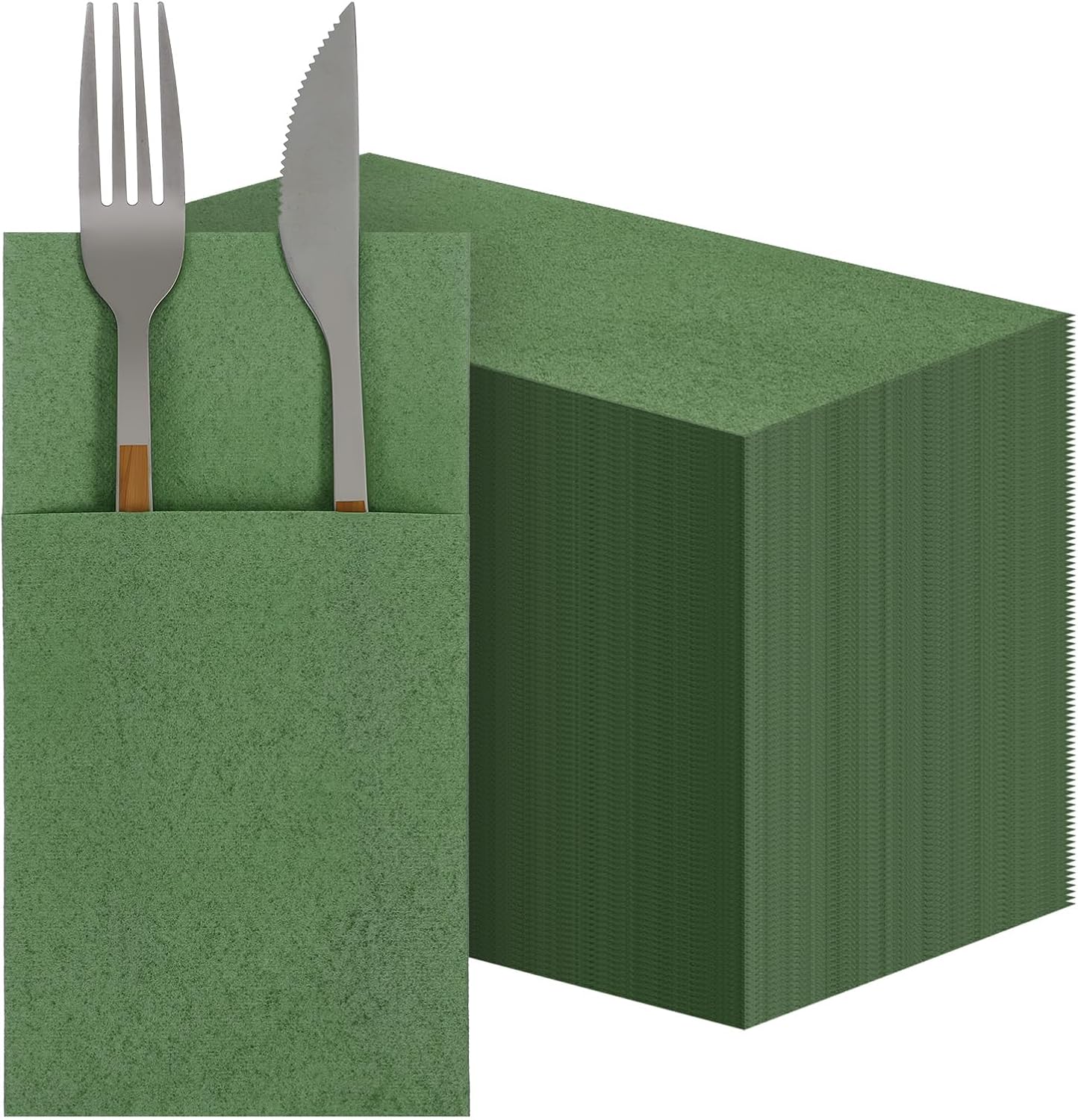 COMNICO 60 Pcs Green Napkins Disposable Linen-Feel Paper Napkins Bulk Pocket Linen Napkin Prefolded Cloth Hand Towel for Party Decoration Wedding Birthday Bridal Party