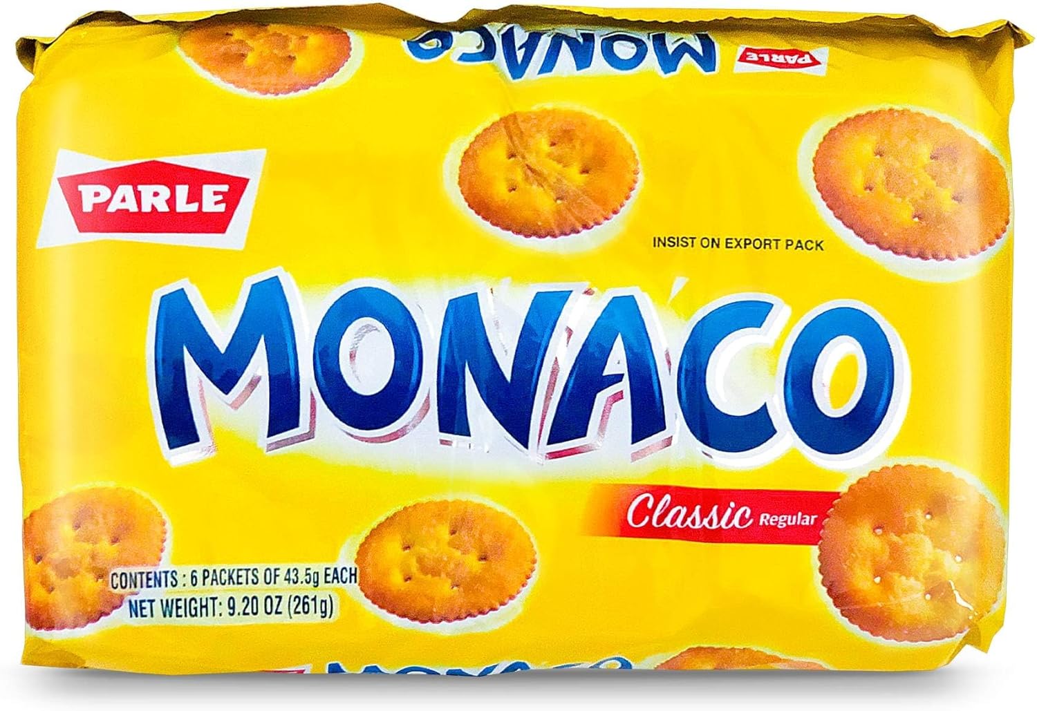 Parle Monaco Classic Regular Biscuits VALUE PACK - 43.5g (Pack of 6)