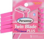 Personna Twin Blade Plus Disposable Razor with Lubricating Strip For Women - 5 Ea, 3 pack