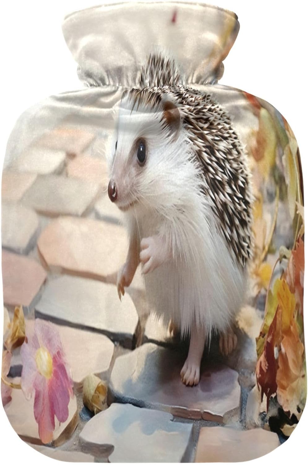 Hot Water Bottle with Cover 1L Warm Water Bottle for Hot and Cold Compress Hot and Cold Therapies,Hand Feet Warmer,Hedgehog