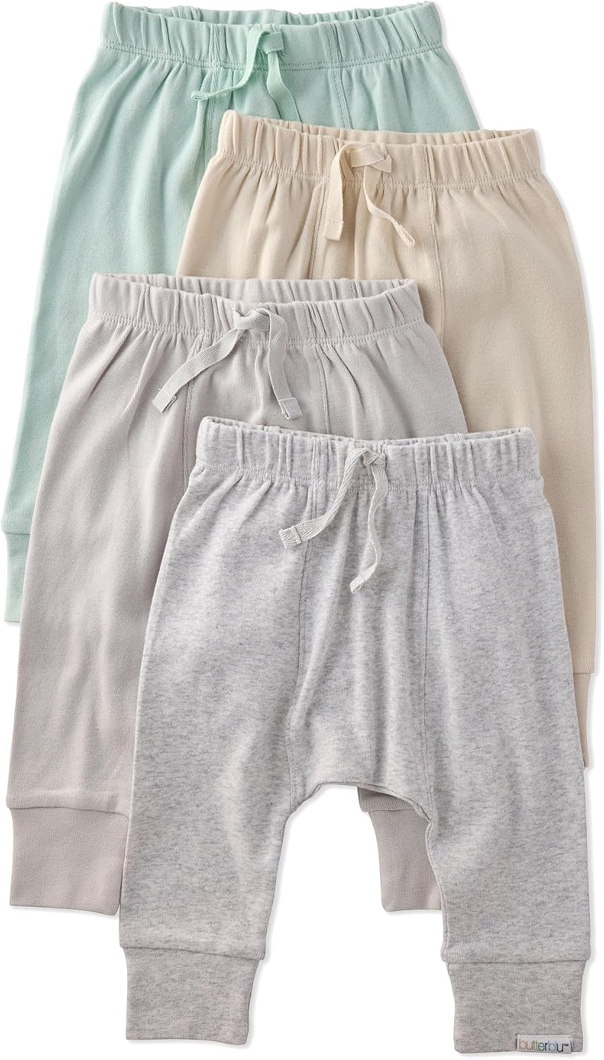 Jordan 4-Pack Jogger Baby & Toddler Pants 100% Organic Cotton Bottoms for Boys & Girls