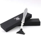 3 Edge Shaving Razor Handmade Silver Antique Design Handle Beard and Mustache Safety Razor For Men Perfect Shave
