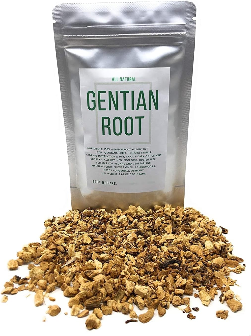 Yellow Gentian Root - Cut, Dried & Natural Gentiana Lutea - Genetian Roots - Long Dan Cao - Origin: France - Net Weight: 1.76oz/50g