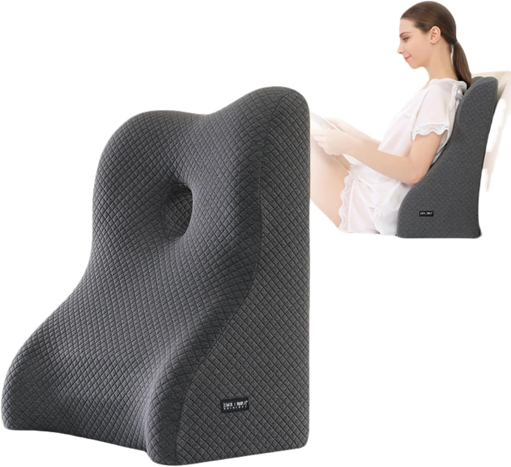 Memory Foam Wedge Pillow for Leg Elevation & Lumbar Support， Multi-Function Orthopedic Cushion for Acid Reflux Relief, Body Support - Incline Pillow with Removable Washable (Grey)
