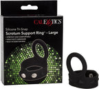 CalExotics Large Silicone Tri Snap Scrotum Support Ring, Black