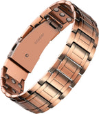 Feraco Men's Copper Bracelet,3X Strength 99.99% Pure Copper Magnetic Bracelets with Magnets,Adjustable Length with Sizing Tool