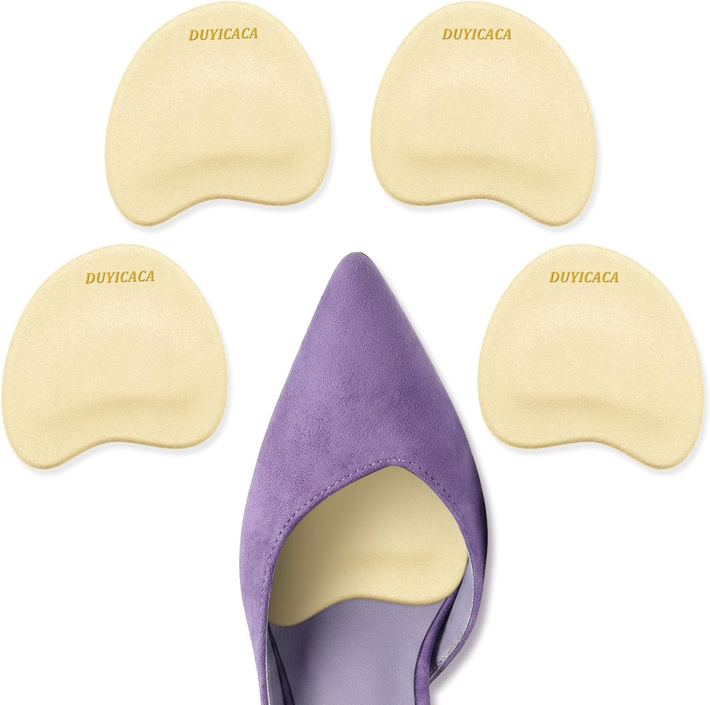 Metatarsal Pads for Women(2 Pairs): Ball of Foot Cushions Heel Inserts, Anti-Slip Forefoot Inserts for High Heel Footwear, One Size Fits All (Beige)