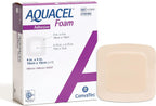 ConvaTec AQUACEL Foam 4"x4" Wound Dressing with Silicone Gel Adhesive, Waterproof, Flexible, Medical Grade with Hydrofiber Technology, Sterile, Square, 10ct Box
